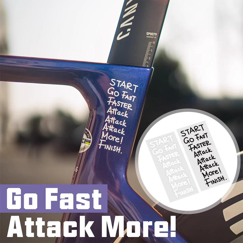 Cycling Quote - サイクリングモチベーション引用ステッカー ゴーファストアタック 高耐水性ビニールデカール バイクフレーム ハンドルバー DIY装飾アクセサリー