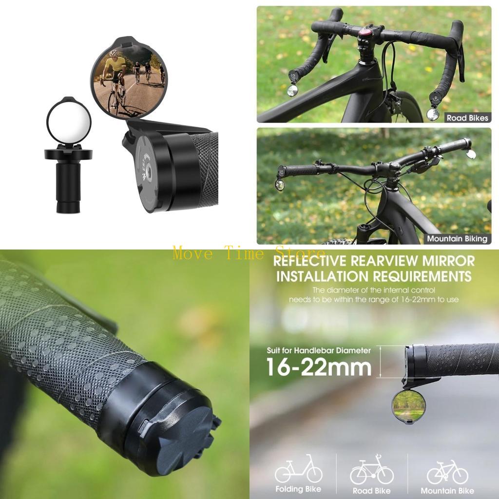 Mirror Handlebar Convex - 92ME 360 度回転ユニバーサルバイクバックミラー調節可能なマウンテン車両折りたたみ凸面ミラー乗馬機器