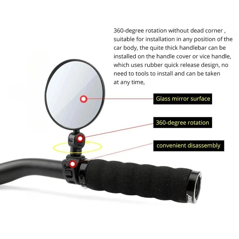 自転車バックミラー ハンドルバーミラー サイクリングリアビュ - Mirror Handlebar Convex のレビューと価格